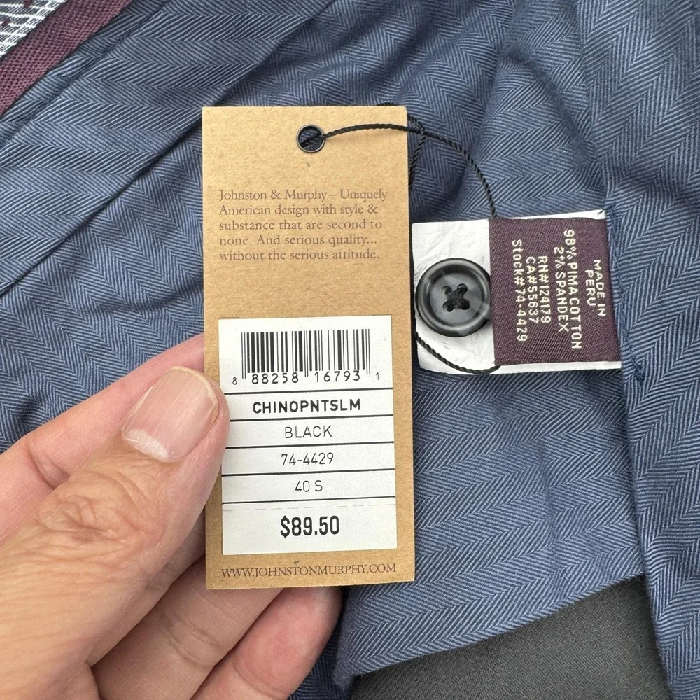 Johnston & Murphy Pants Mens 40x30 Gray Slim Fit Chino Stretch Casual Work